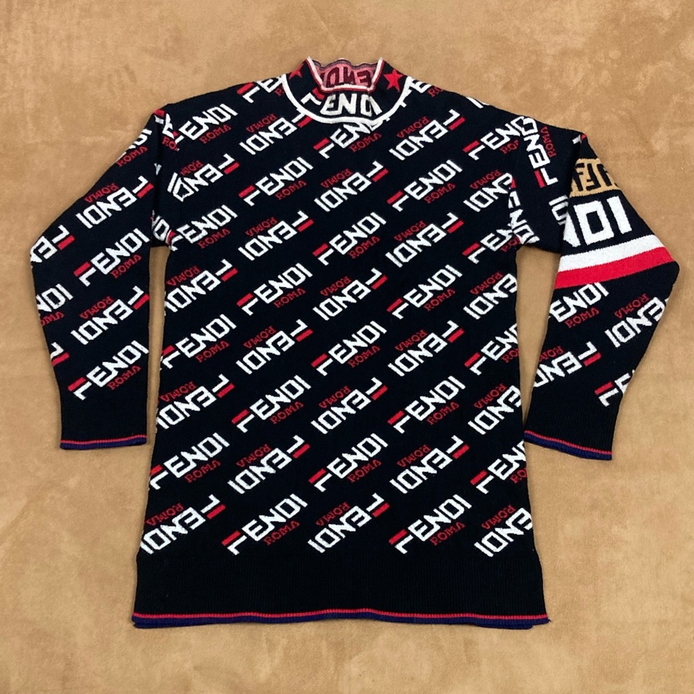 Fendi x Fila Allover Logo Turtleneck Sweater